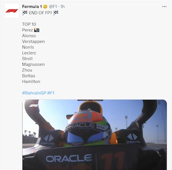 Checo Pérez brilló en los primeros giros del GP de Baréin