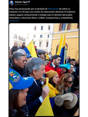 Antonio Tajani tuit Venezuela