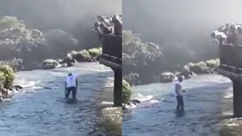 Insólito episodio: un turista se tiró al agua en medio de las Cataratas del Iguazú para recuperar su celular