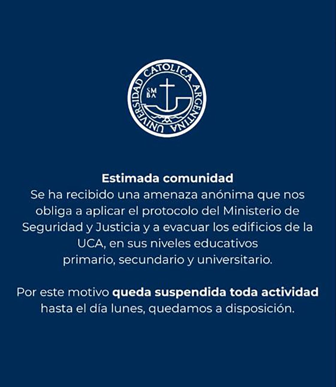 El comunicado de la UCA tras las amenazas