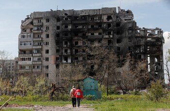Un edificio destruido en Mariupol