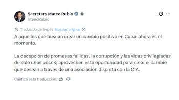 El mensaje de Marco Rubio vía la red social X (@SecRubio)