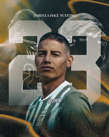 Atletico Nacional confirmó el numero que llevará James este semestre -crédito @nacionaloficial/X