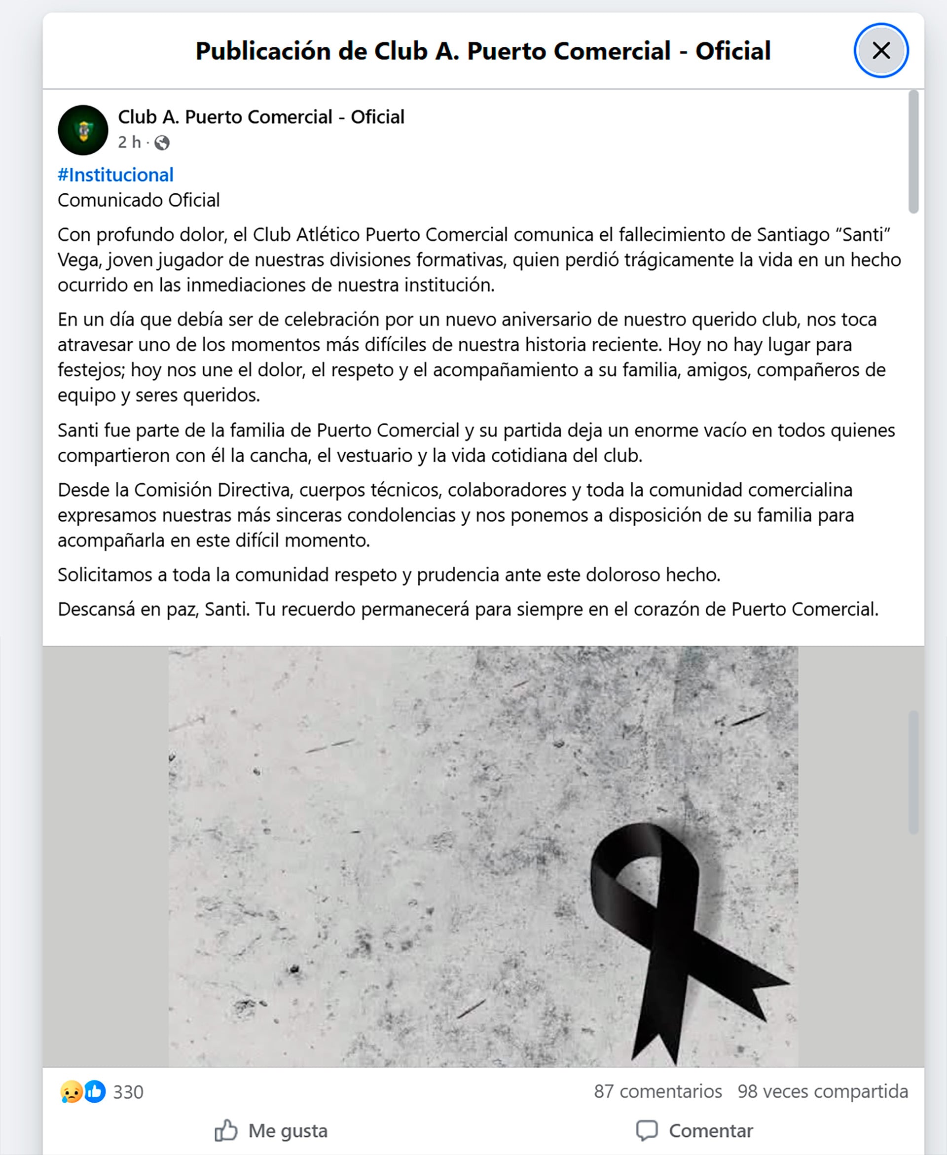 El comunicado del club whitense