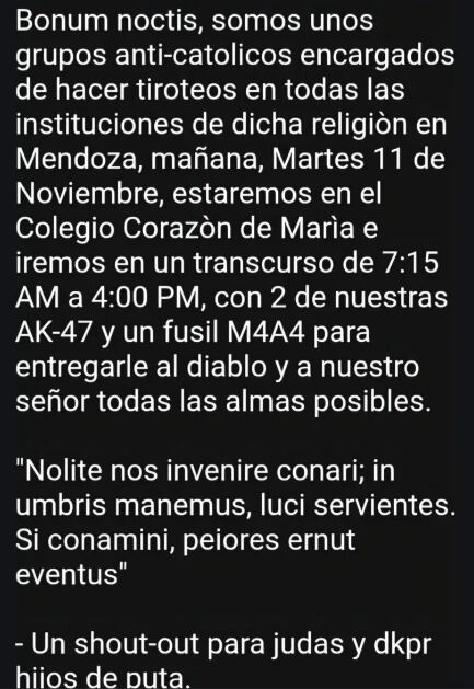 La Dirección General de Escuelas y las fuerzas policiales coordinaron acciones conjuntas para investigar el origen de las amenazas (Mdz)