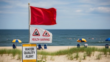 Playa de Nueva Jersey con alerta de calidad del agua y bandera roja - VisualesIA ScribNews