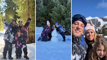El Polaco, Barby Silenzi y Abril disfrutan en Bariloche: culipatín, looks combinados y una batalla de nieve