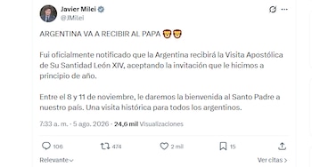 El tuit de Javier Milei sobre el Papa
