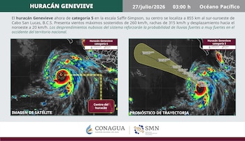 El NHC informó que Genevieve registró una presión mínima de 934 milibares, un indicador de su intensidad excepcional (Conagua)