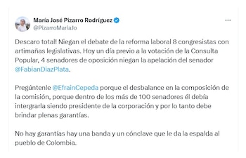 María José Pizarro, senadora, calificó