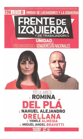 La boleta oficial de Romina