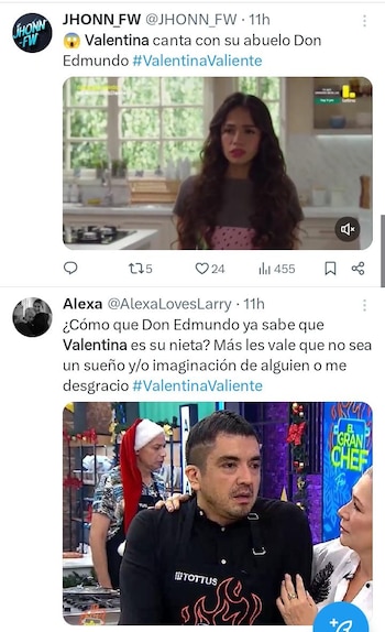 Reacción de los usuarios ante la escena de Valentina Valiente. Twitter