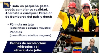 campaña nacional de recolección de fórmula en lata y pañales para enviar ayuda humanitaria a Venezuela tras los terremotos, con acopio en todas las estaciones del país (Cortesía CR).