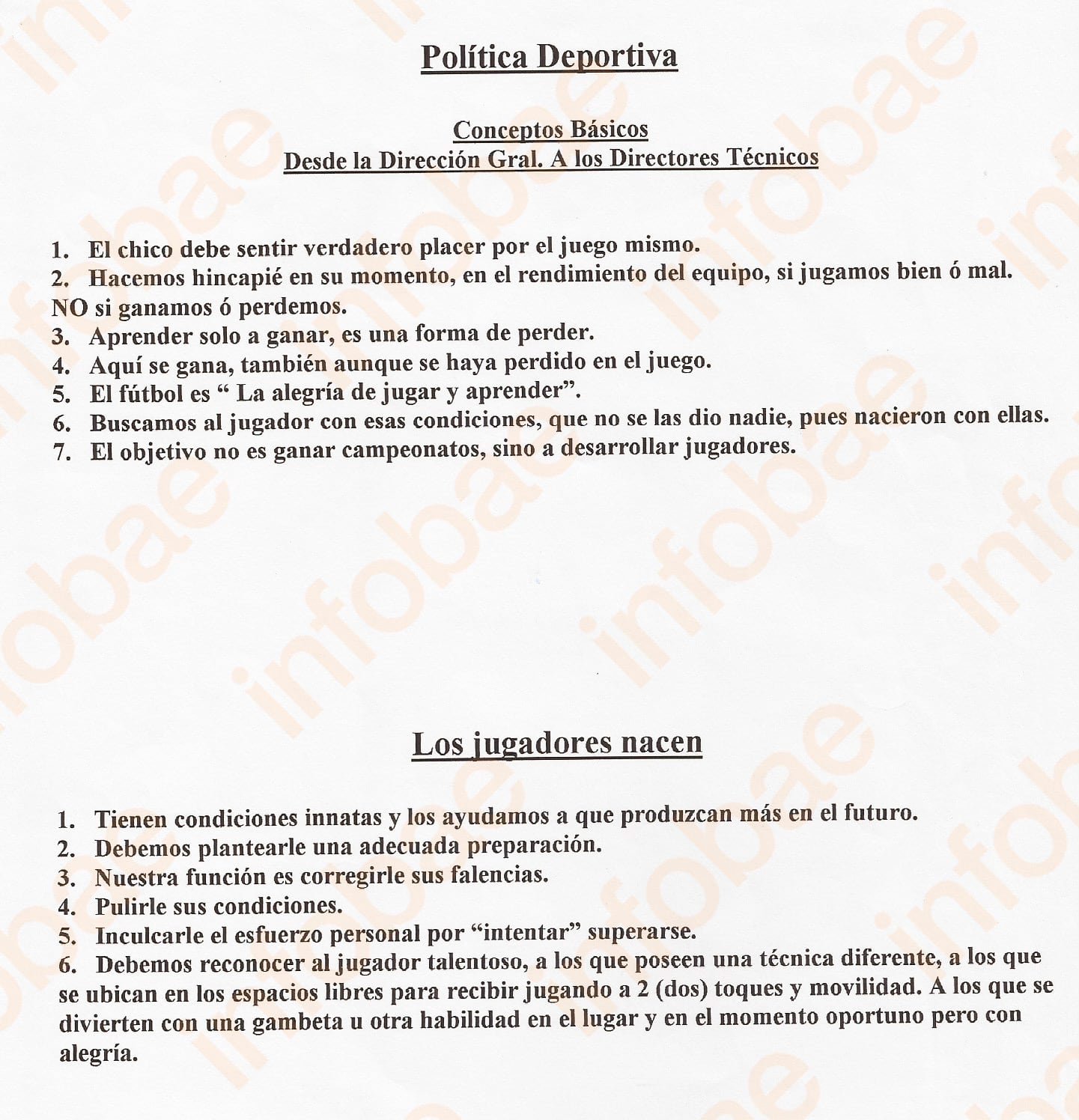 Conceptos escritos por Delem para preparar el desarrollo de los futbolistas juveniles