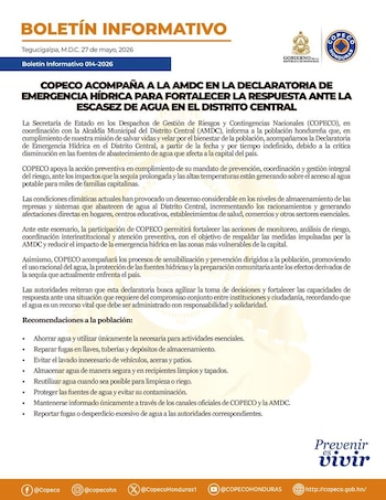 La sequía y las altas temperaturas redujeron los niveles de las represas capitalinas. (FOTO: COPECO)