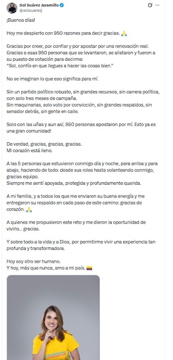 "Gracias por creer, por confiar