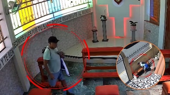 Chimbote: Hombre se persigna dentro de una parroquia y minutos después roba una banca a plena luz del día