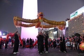 Se celebró el Año Nuevo Chino en el Obelisco (Foto: Enrique García Medina/Télam)
