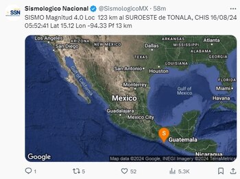 (X @SismológicoMX)