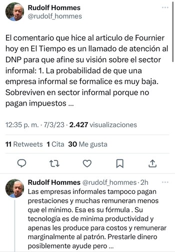 Tuits de Rudolf Hommes, exministro