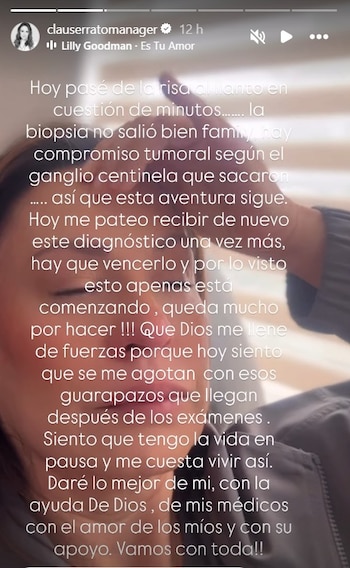 Así enfrenta Claudia Serrato un nuevo paso del cáncer - crédito @clauserratomanager/IG