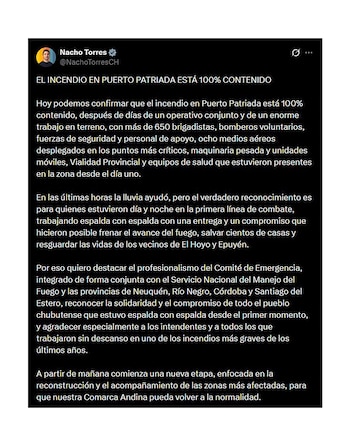 Ignacio Torres anunció la contención