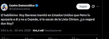 Centro Democrático respondió a Roy