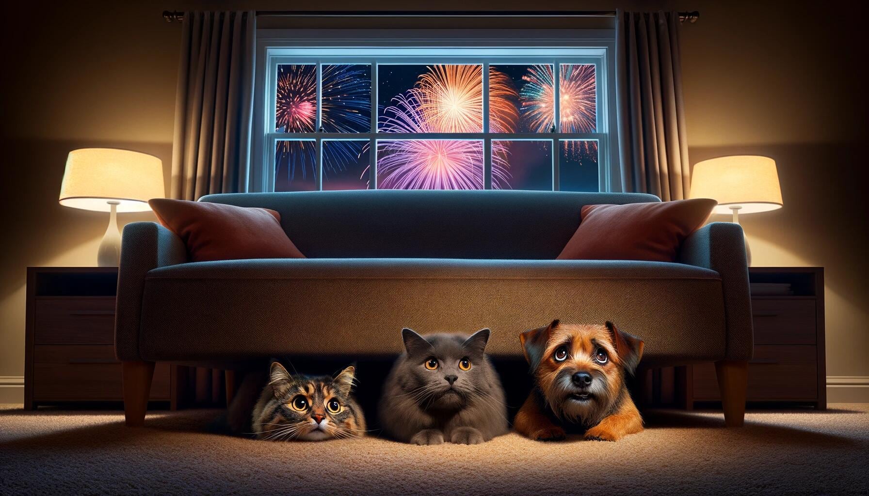 Los fuegos artificiales en Año Nuevo causan miedo y estrés en miles de perros y gatos, y pueden desencadenar conductas peligrosas (Imagen Ilustrativa Infobae)