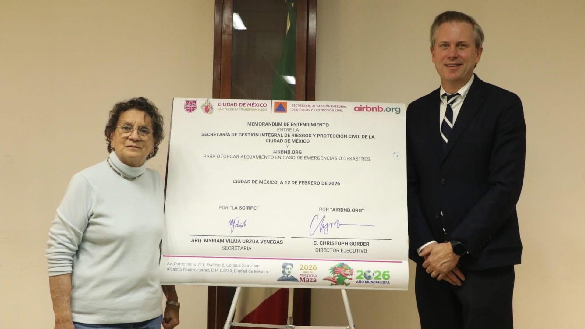 Airbnb.org y Protección Civil de CDMX formalizan alianza para alojamiento de emergencia. Foto: (Gobierno de la CDMX)