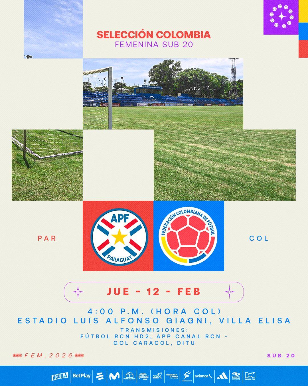 Afiche del partido de la selección Colombia vs. Paraguay - crédito Federación Colombiana de Fútbol