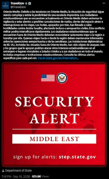 Alerta EEUU Medio Oriente