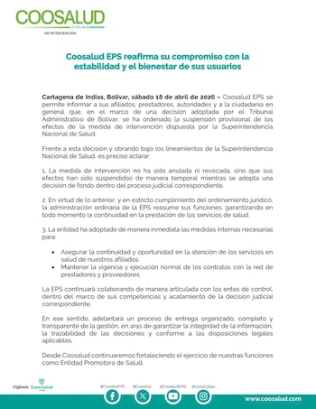 La administración ordinaria de Coosalud retoma sus funciones tras el fallo judicial, aunque la transición práctica enfrenta dificultades y falta de claridad - crédito Coosalud