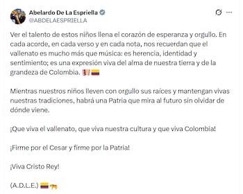 Un conjunto infantil interpretó la composición Así me hizo Dios durante la reunión del presidente con las autoridades del Cesar - crédito @ABDELAESPRIELLA/X