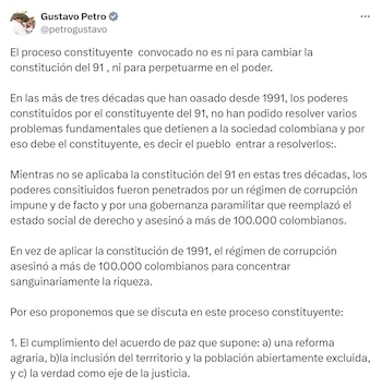 El presidente Gustavo Petro propuso