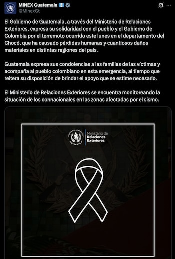Guatemala recomendó a la comunidad de guatemaltecos en Colombia seguir las indicaciones de las autoridades y de los medios oficiales.