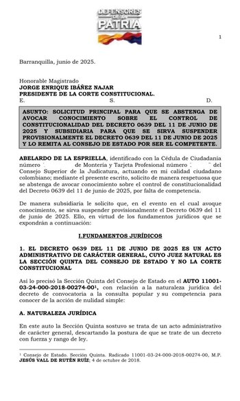 Solicitud Abelardo de la Espriella