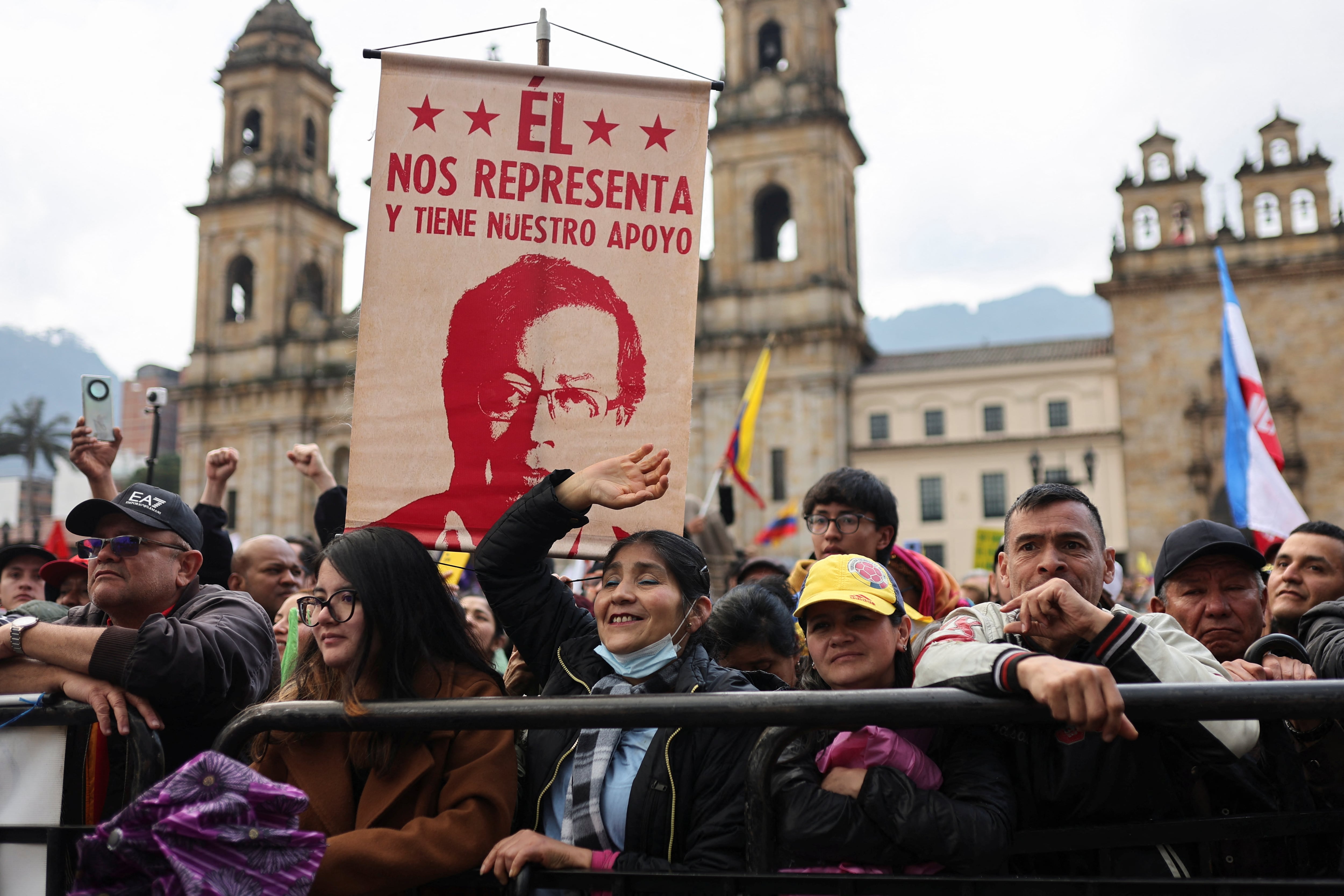 La Plaza de Bolívar fue escenario de una movilización convocada por Petro en medio de la crisis diplomática con Estados Unidos - crédito Luisa Gonzalez/Reuters