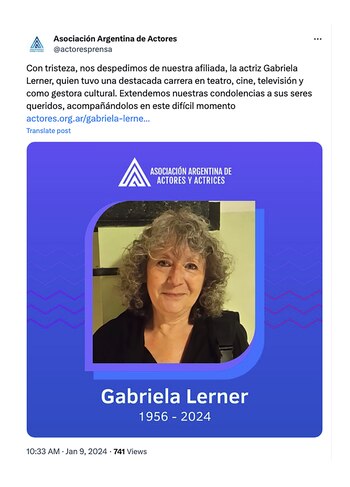 El posteo de la Asociación