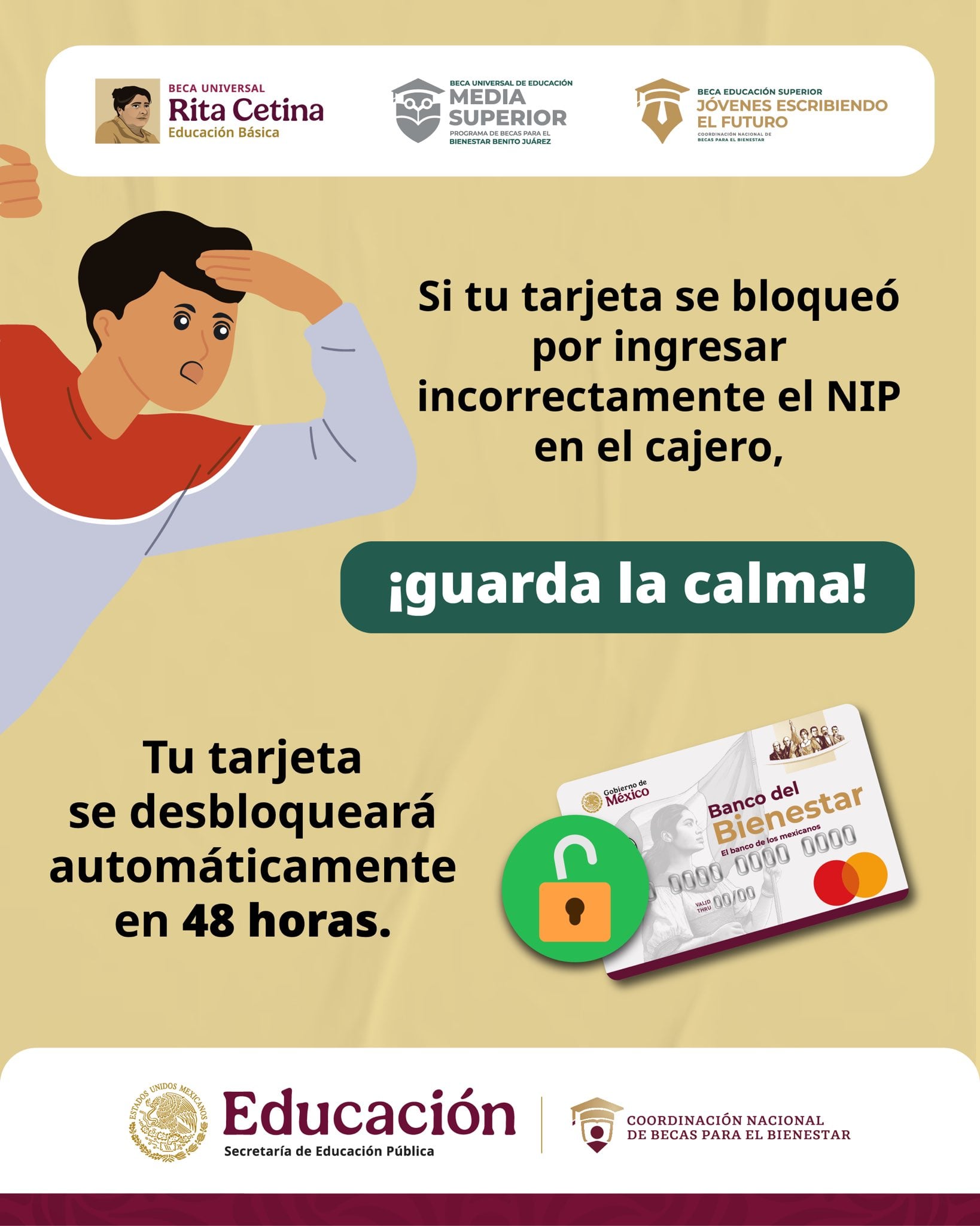 La Beca Rita Cetina y Benito Juárez se encargan de entrega a cada beneficiario un apoyo de 1,900 pesos bimestrales (@BecasBenito)