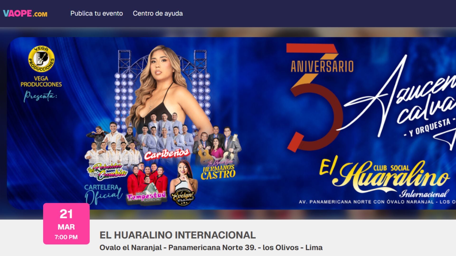 Las entradas para el aniversario de Azucena ya están a la venta en Vaope.com y AltokeTicket.com.pe, con precios de preventa y diversas zonas.