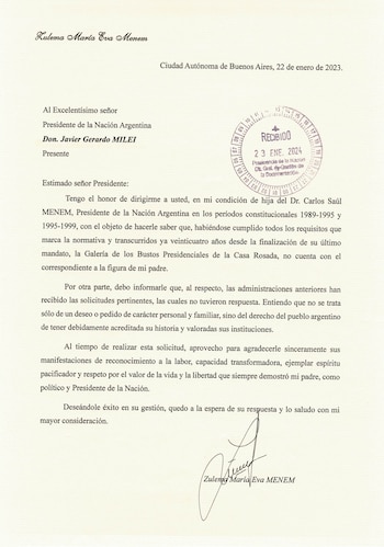 El facsímil de la carta