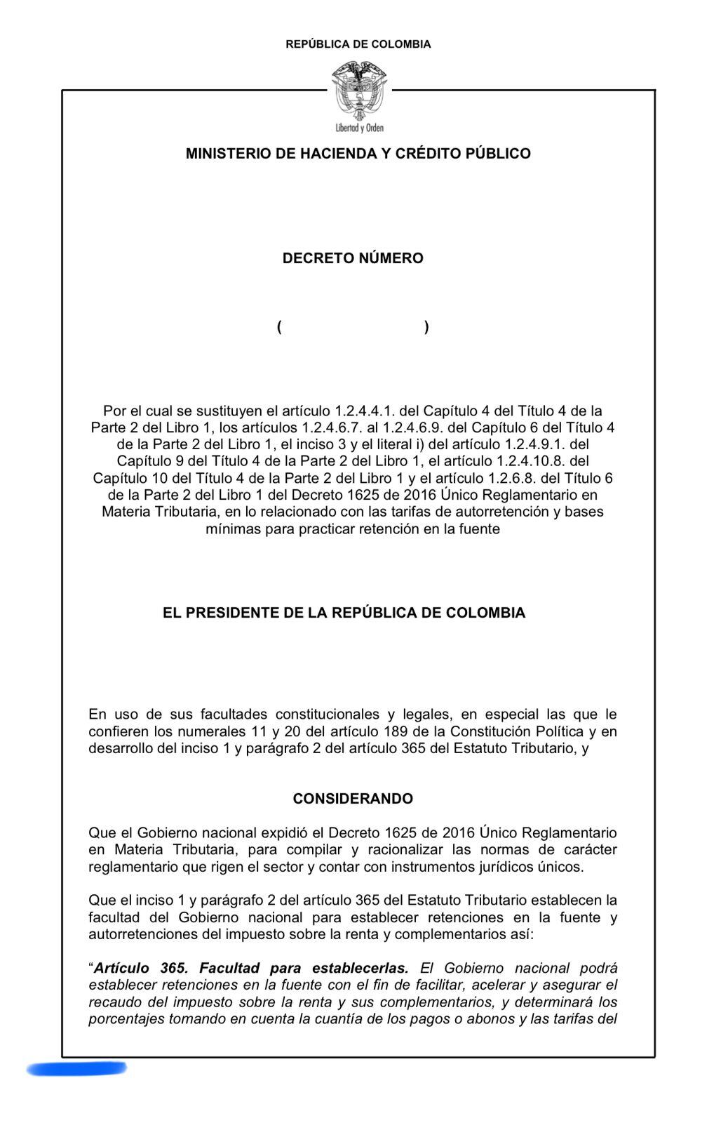 Decretado publicado por el Ministerio de Hacienda - crédito Ministerio de Hacienda