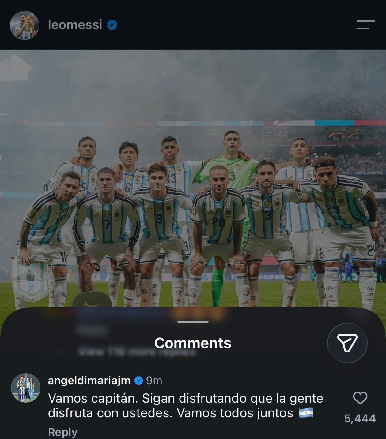 El comentario de Di María a Messi tras la clasificación de Argentina
