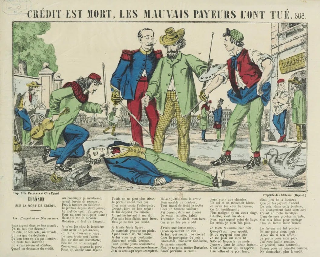 Charles Malbran, “El crédito ha muerto; los malos pagadores lo mataron”, 1875 (Wikimedia)