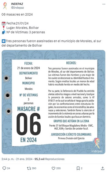 Indepaz reportó que la masacre
