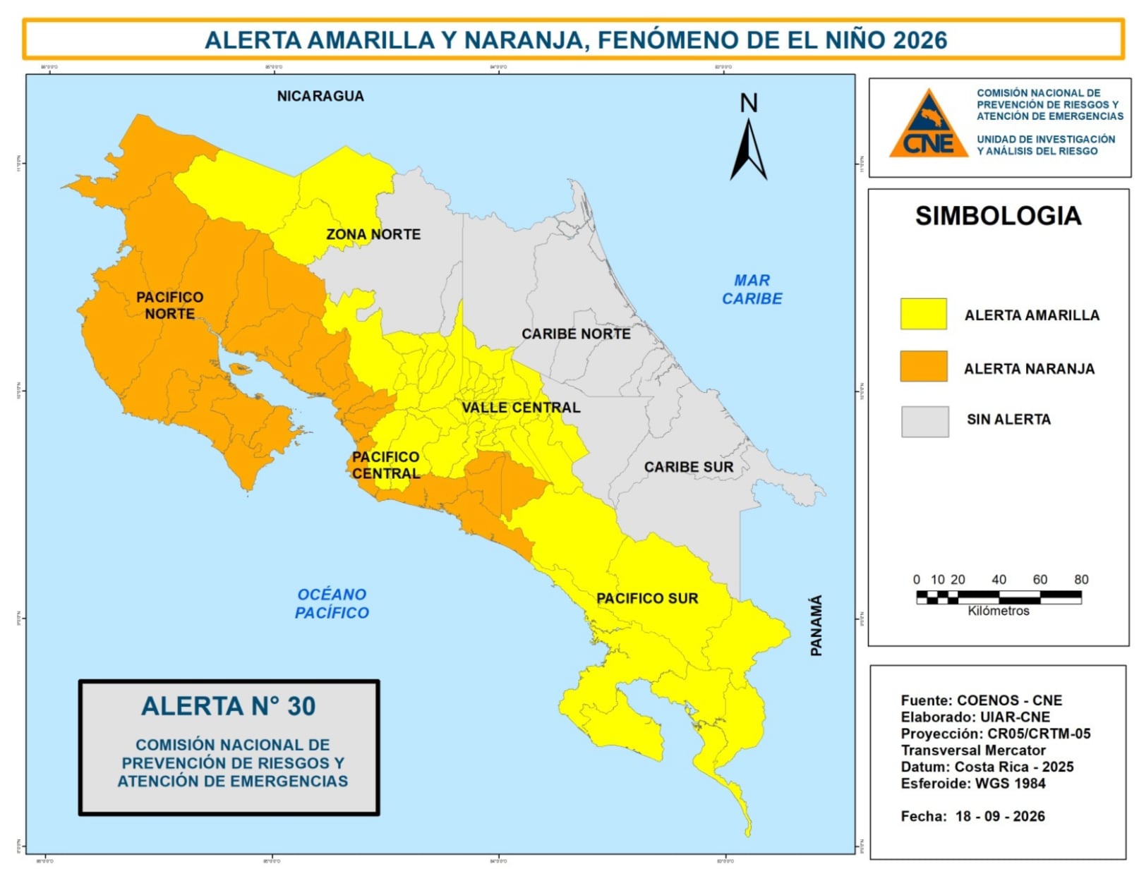 La CNE amplió las alertas por los efectos de El Niño ante la persistencia de condiciones anómalas en el Pacífico Ecuatorial. Cortesía: CNE