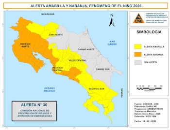 La CNE amplió las alertas por los efectos de El Niño ante la persistencia de condiciones anómalas en el Pacífico Ecuatorial. Cortesía: CNE