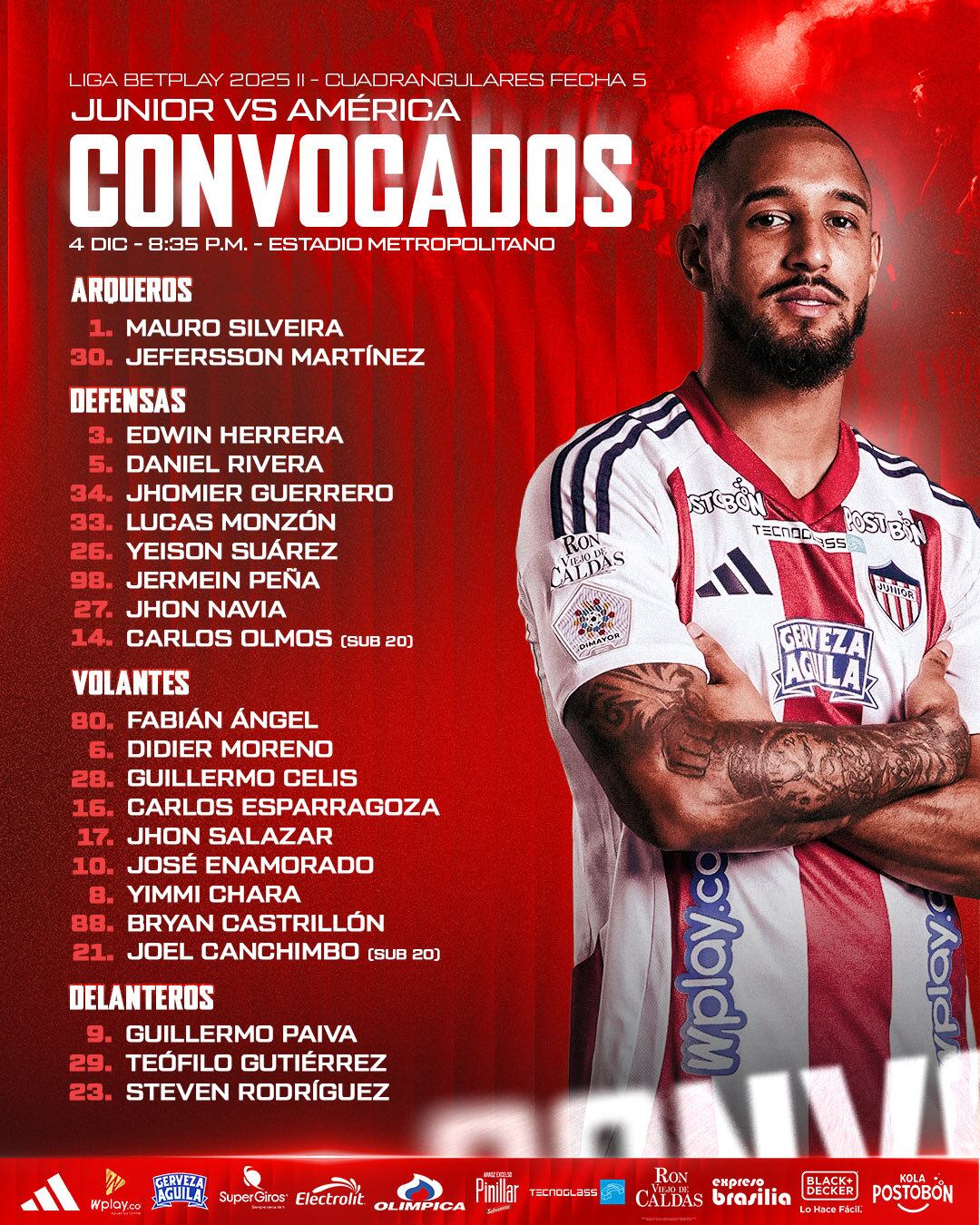 El cuadro dirigido por Alfredo Arias tendrá a los siguientes jugadores - crédito @JuniorClubSA / X