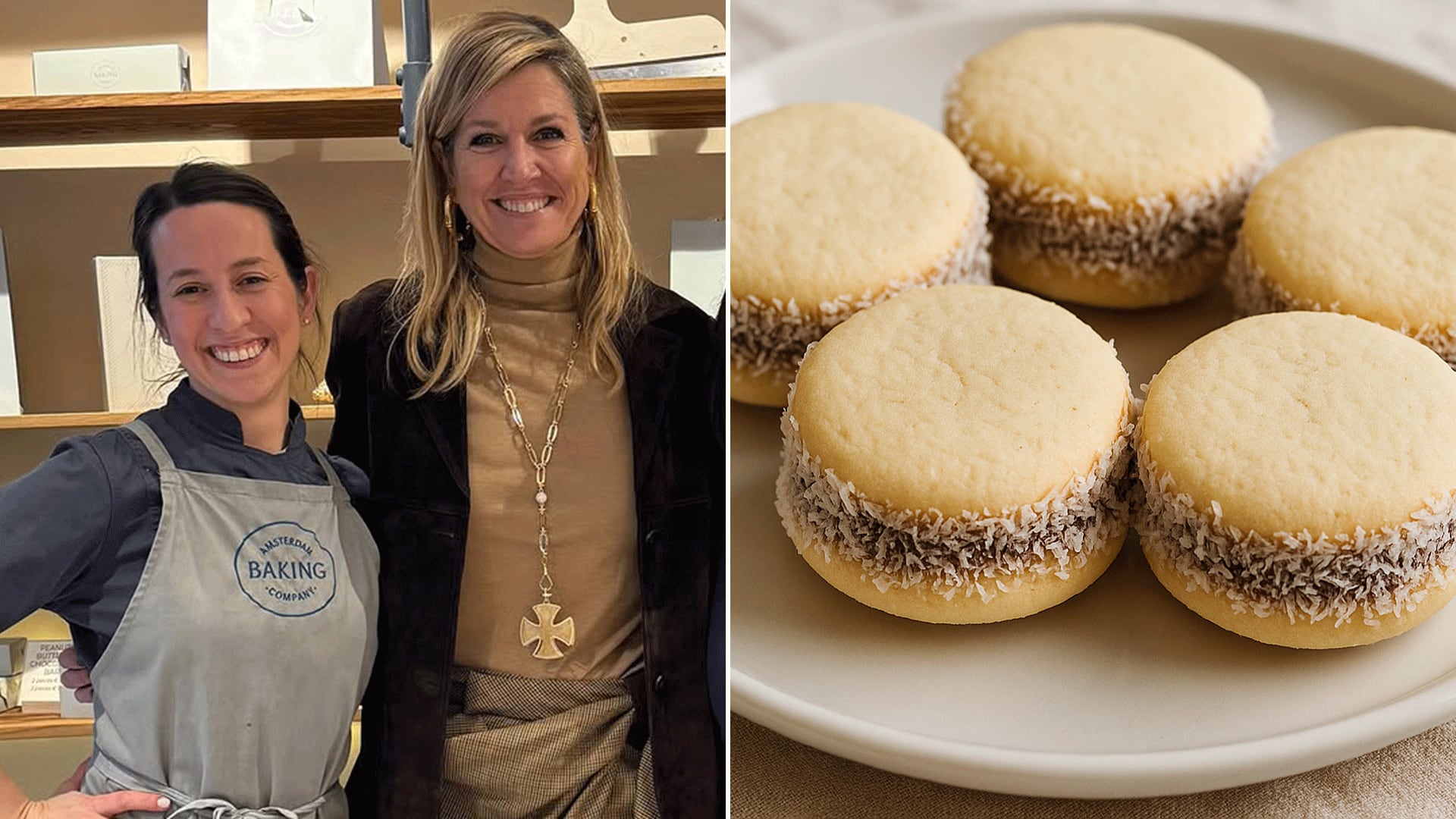 La reina de Países Bajos junto a una de las argentinas propietarias de Amsterdam Baking Company
