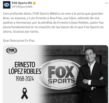 FOX Sports confirmó el fallecimiento
